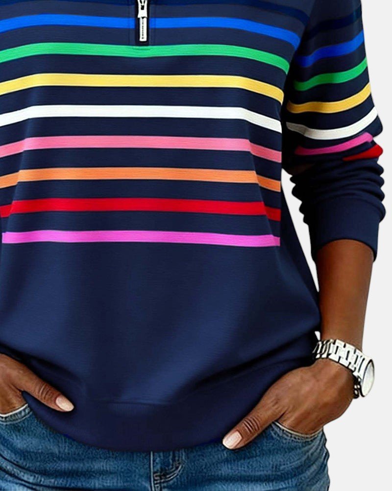 Madison | Sudadera de Media Cremallera con Rayas