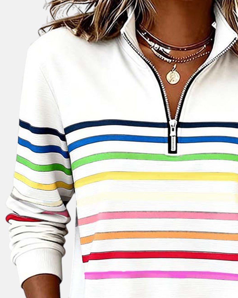 Madison | Sudadera de Media Cremallera con Rayas