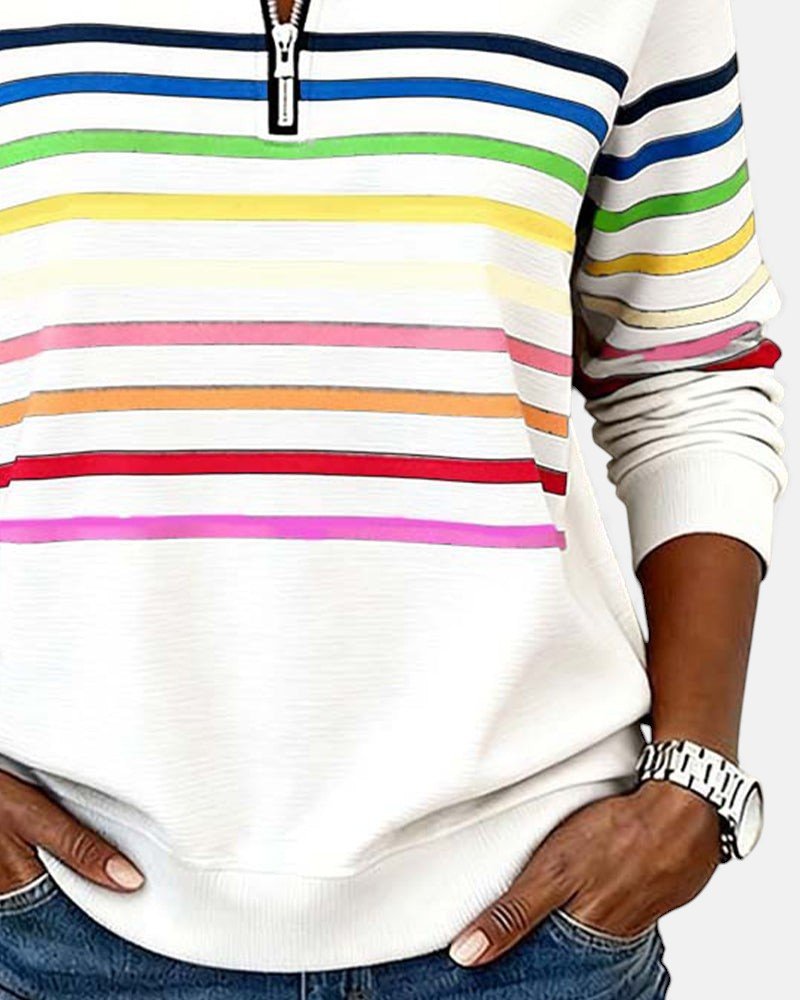 Madison | Sudadera de Media Cremallera con Rayas