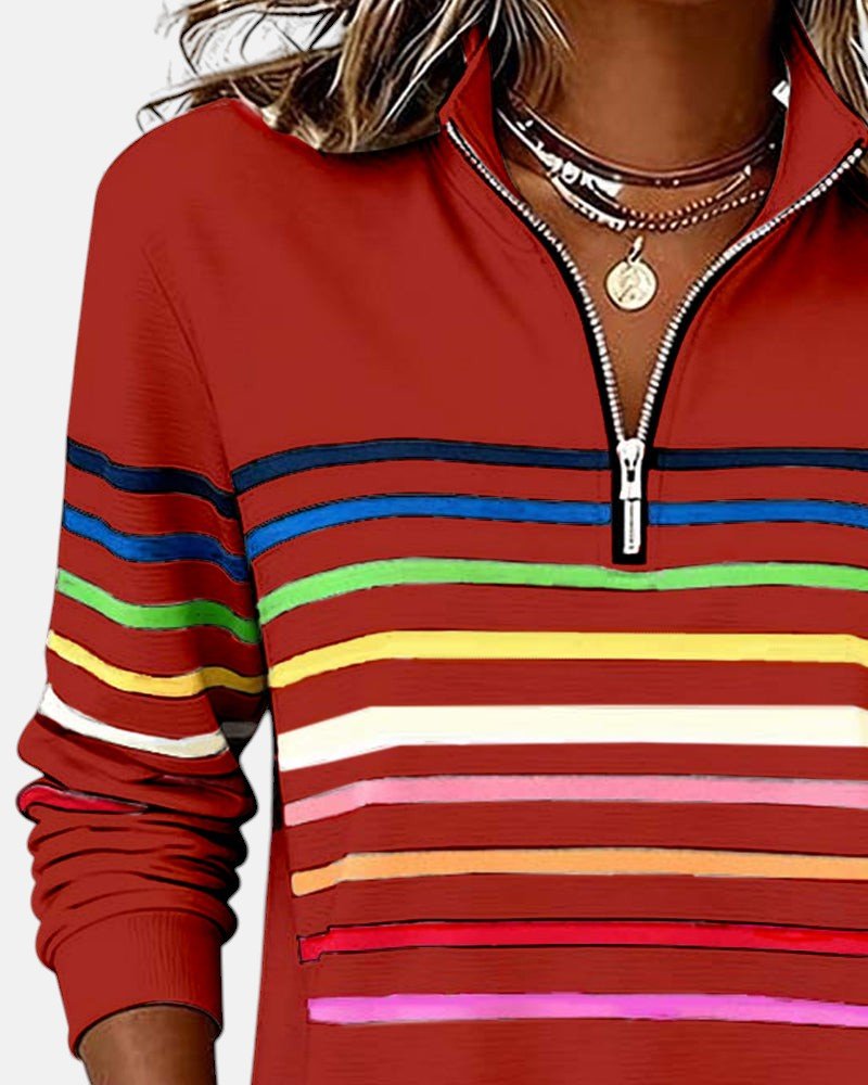 Madison | Sudadera de Media Cremallera con Rayas