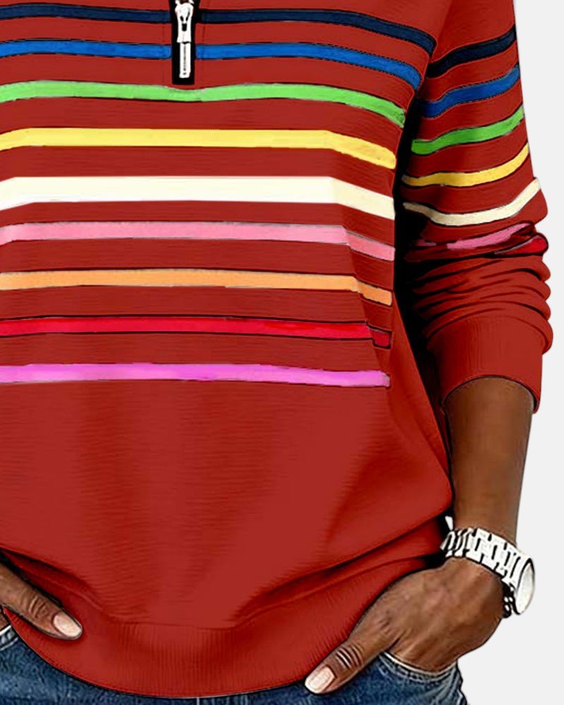 Madison | Sudadera de Media Cremallera con Rayas