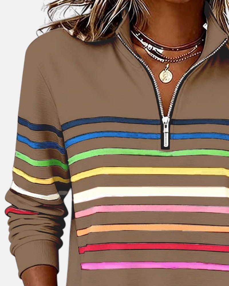 Madison | Sudadera de Media Cremallera con Rayas