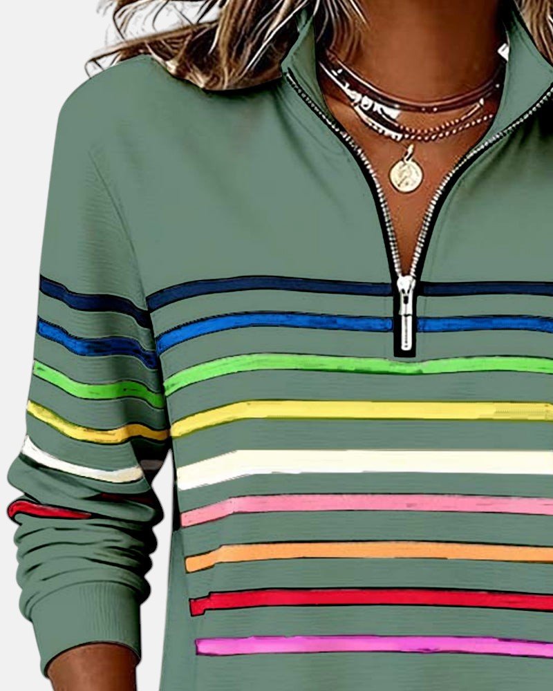 Madison | Sudadera de Media Cremallera con Rayas
