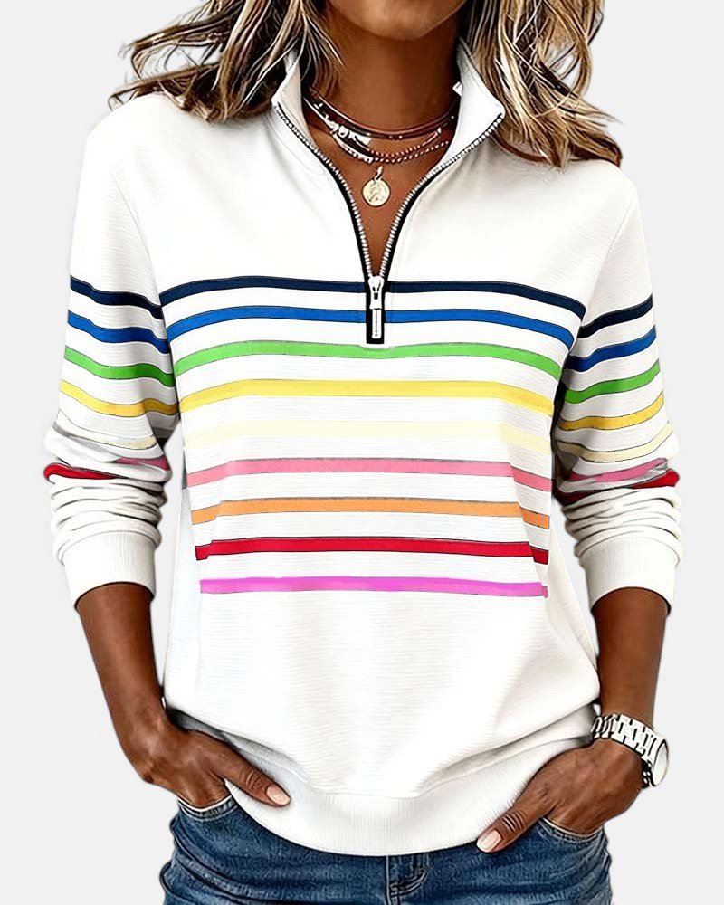 Madison | Sudadera de Media Cremallera con Rayas
