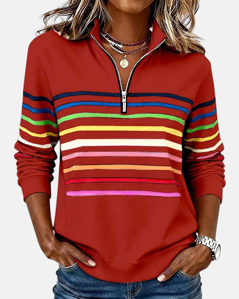 Madison | Sudadera de Media Cremallera con Rayas