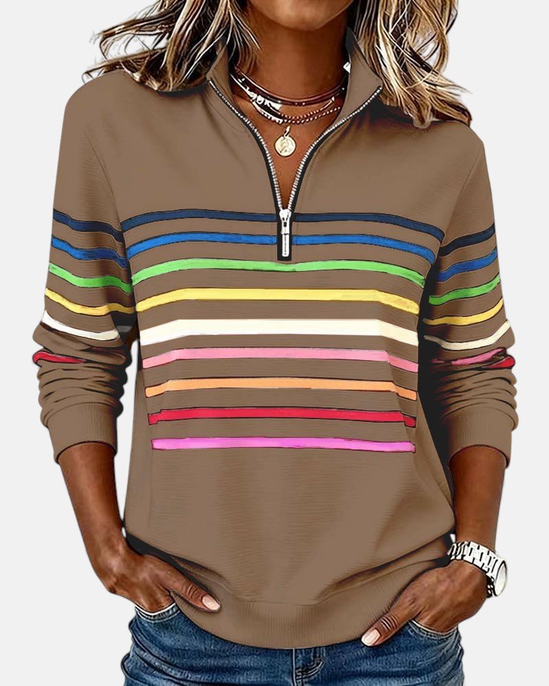 Madison | Sudadera de Media Cremallera con Rayas