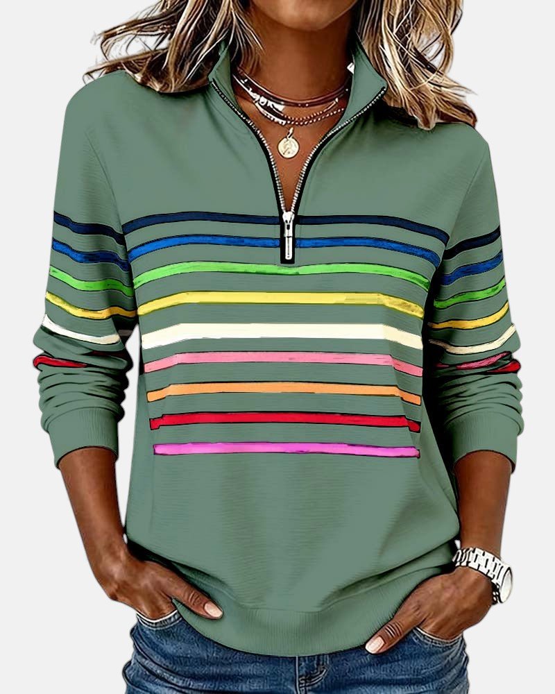 Madison | Sudadera de Media Cremallera con Rayas