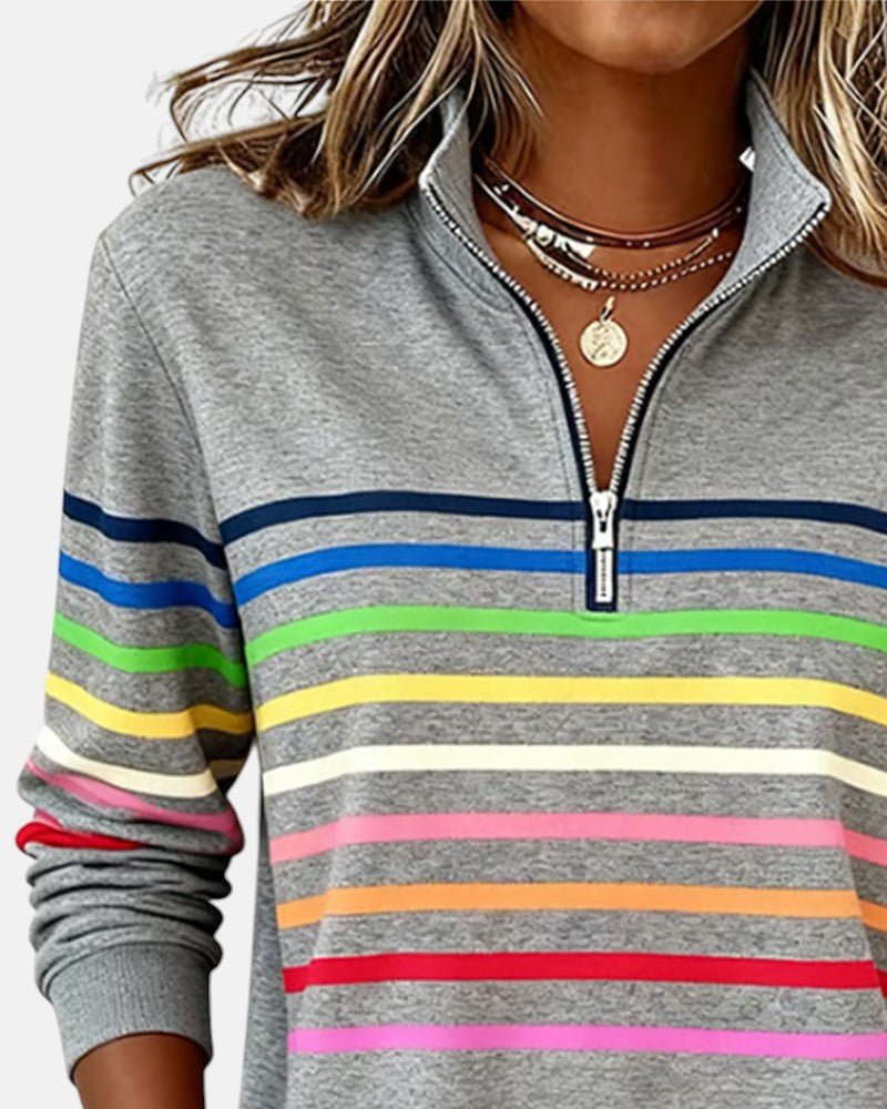 Madison | Sudadera de Media Cremallera con Rayas