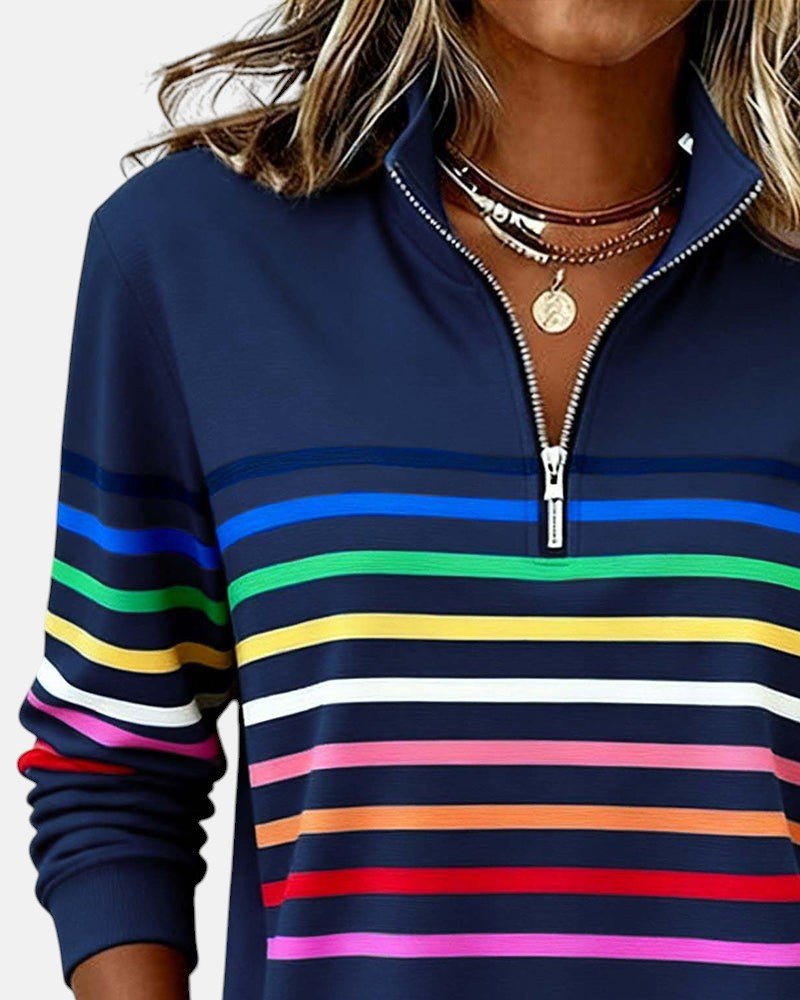 Madison | Sudadera de Media Cremallera con Rayas